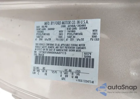 1999 Ford F-150 Lariat/Work Series/Xl/Xlt from USA, damaged, VIN 1FTRX18W8XNA09115